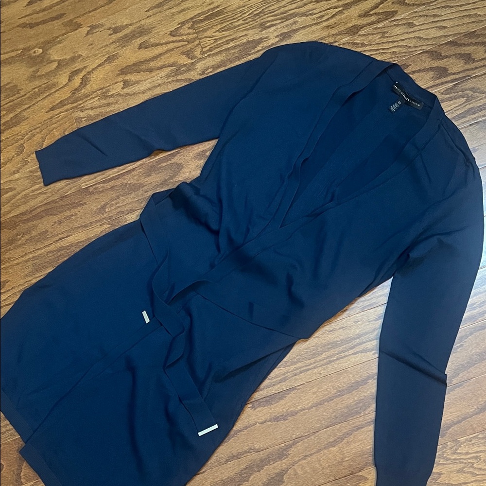 WHBM Blue/Teal Belted Cardigan, size XS